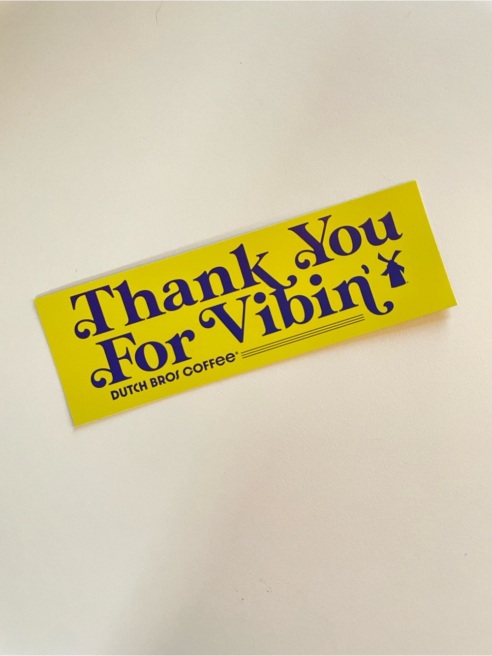 Dutch Bros Coffee Thank You For Vibin Yellow Blue Limited Edition Bumper Sticker